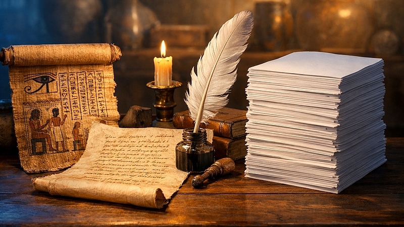 Evoluce psacích materiálů od starověkého papyru až po moderní papír